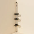 SwiftFix Telescopic Corner Shower Rack on a cream studio background